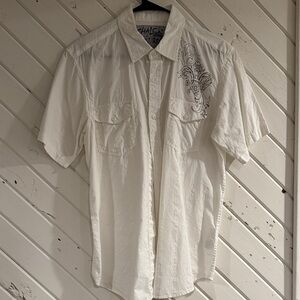 Men's Casual White Embroidered Shirt